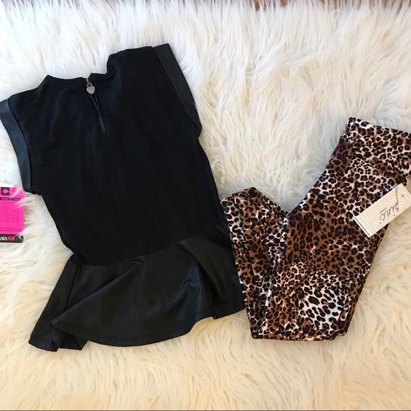 Toddler Peplum Top & Leopard Leggings 3T/3 - Picture 8 of 8